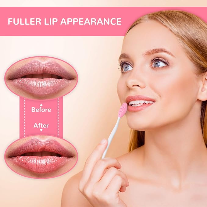 Patelai 24 Pcs Lip Scrub Brush Silicone Lip Scrubber Exfoliator with Container Double Sided Soft Cleansing Brush Tool for Men Women Lightening Dark Lips(Mixed Colors)