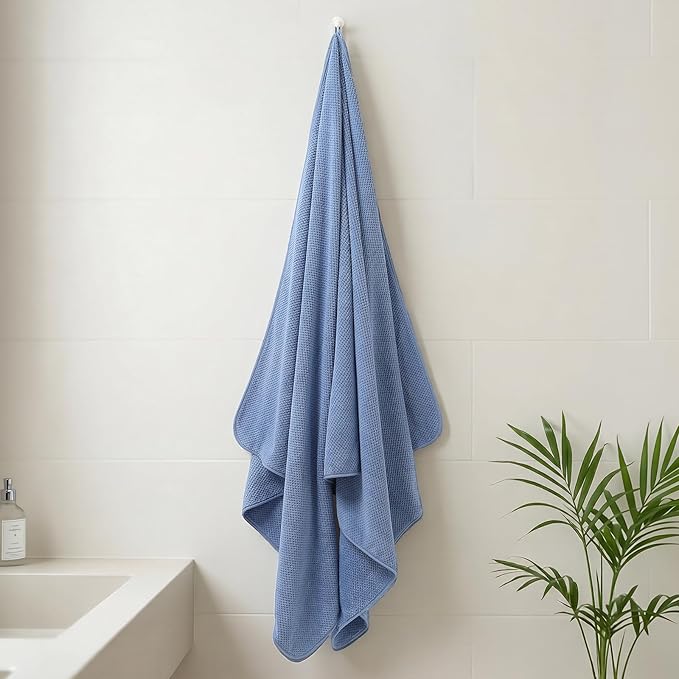 REDKISS Pack of 2 Jumbo Bath Sheets, 40 x 80 Inches Microfiber Bath Towels for Bathroom, Extra Large & Lightweight, Quick-Dry, Super Soft & Highly Absorbent, Perfect to Wrap Yourself in, Blue