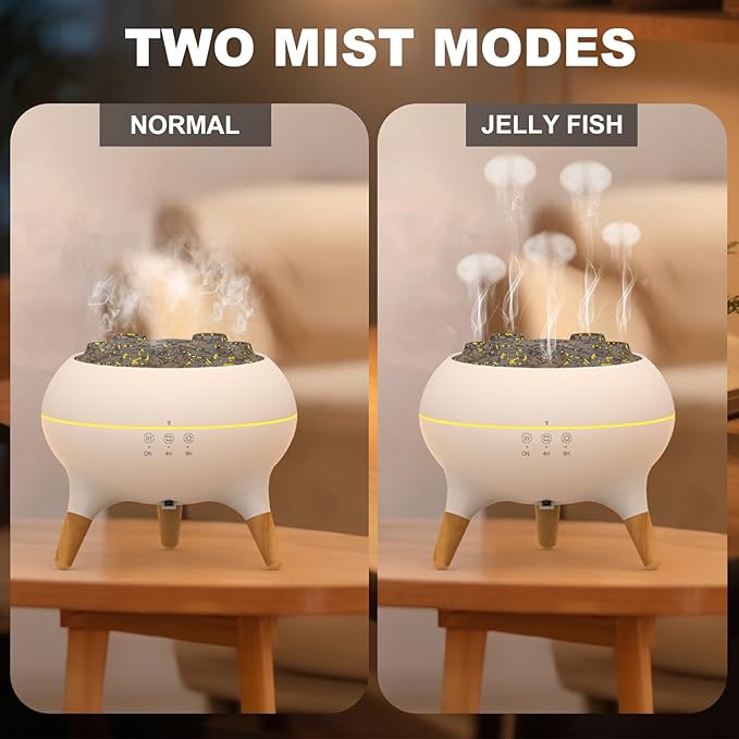 Jellyfish Diffuser, Volcano Air Humidifiers Dynamic Sound Pickup Ultrasonic Aromatherapy Aroma Essential Oil Diffusers for Bedroom, Office, Room(5 Jellyfish, 250ml with Remote, Power Adapter)
