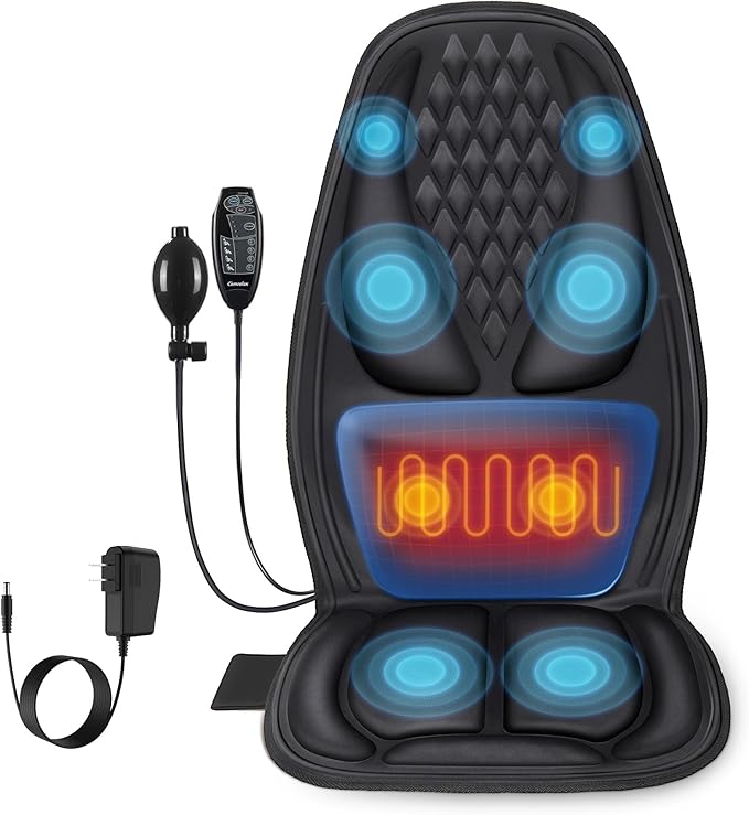 Back Massager with Heat, Massage Seat Cushion with 3D Back Support, 8 Vibrating Motors Massager Chair Pad for Full Body Pain Relief, Ideal Gift for Mother's Day/Lover/Parents/Friends