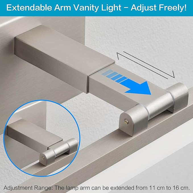 SOLFART Vanity Lights for Bathroom Retractable: 48 Inch 5CCT Brushed Nickel Led Bathroom Light Fixtures Dimmable Adjustable Head ETL Listed
