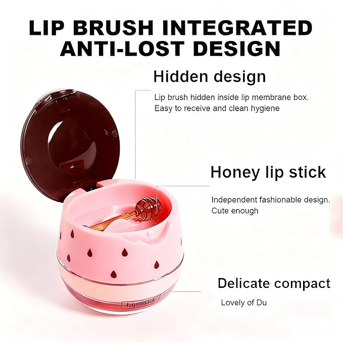 2 PCS Apple Lime Lip Mask, Vitamin E Strawberry & Watermelon & Honey Lip Sleeping Mask Propolis Moisturizing Lip Balm with Stick, Repairs And Prevents Chapped Lips (Apple Lime & Watermelon)