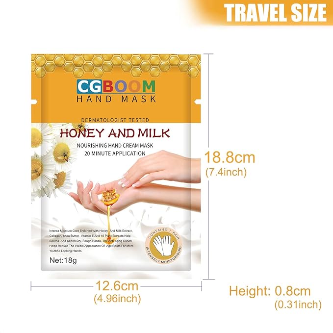 Hand Mask Moisturizing Glove 3 pack, Hand Peel Mask Exfoliating Gloves, Hand Repair Glove for Dry Hands Treatment, Remove Dead Skin, Rough Skin, Honey Milk