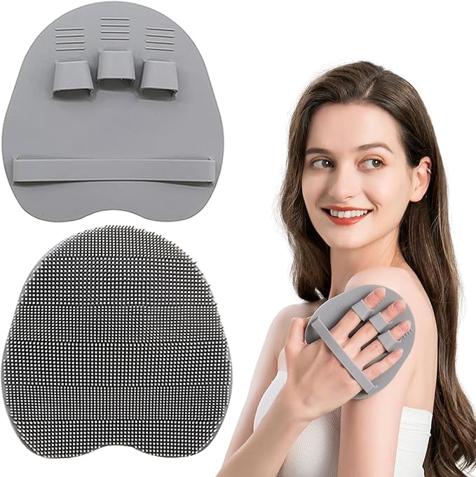 1 Pack Soft Silicone Shower Brush Body Wash Bath Exfoliating Skin Massage Scrubber, Dry Skin Brushing Glove Loofah, Fit for Sensitive and All Kinds of Skin