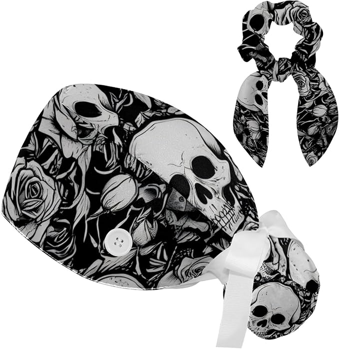 Scrub Cap with Hair Scrunchy, Ponytail Holder Surgical Cap
