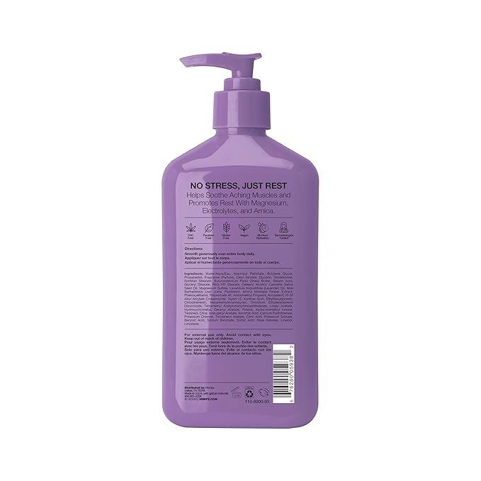 Hempz Magnesium Body Lotion for Sleep & Relaxation, Hydrating Lotion with Arnica, Electrolytes & Shea Butter, Calming Nighttime Moisturizer for Muscle Relief & Soft Skin, Serene Waters Scent, 17 oz