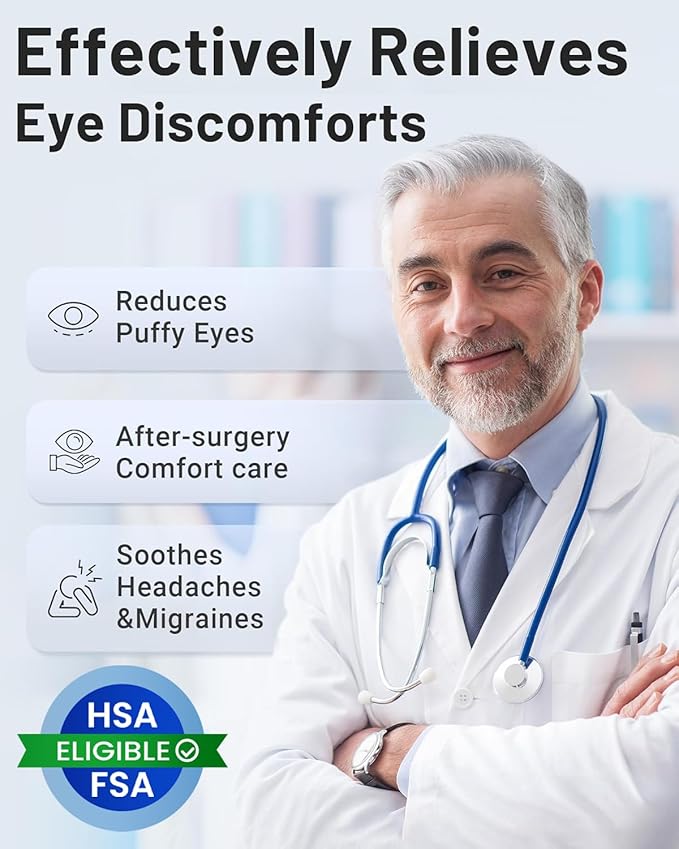 Cooling Eye Mask for Puffy Eyes: Fsa Eligible Items Hsa, Face Ice Eye Pack for Migraine After Surgery Relief - Reuable Cold Compress for Headaches Puffiness - Comfortable Weighted Fit Gel Sleep Mask