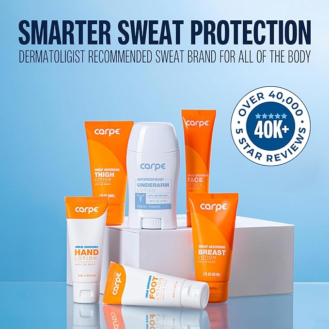 Carpe Sweat Absorbing Hand Lotion (Pack of 3), A dermatologist-recommended smooth lotion that helps stop hand sweat, great for hyperhidrosis or excessive sweat (Original Eucalyptus)