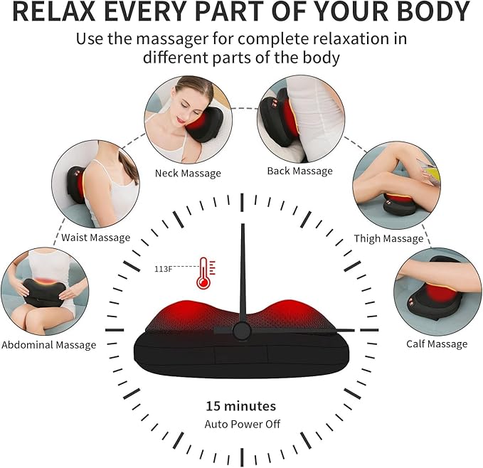 iKristin Back Massager, Shiatsu Neck Massager with Heat, Electric Back Massager for Shoulder, Back, Leg, Deep Tissue Kneading Massage to Relief Muscles, Massage Pillow for Mom/Dad/Women/Men M