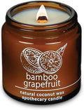 Hemlock Park Bamboo Grapefruit Apothecary Hand-Poured Scented Candle | Crackling Wood Wick, Botanical Fragrance & Coconut Wax | Up to 25 Hour Burn Time | 4 oz