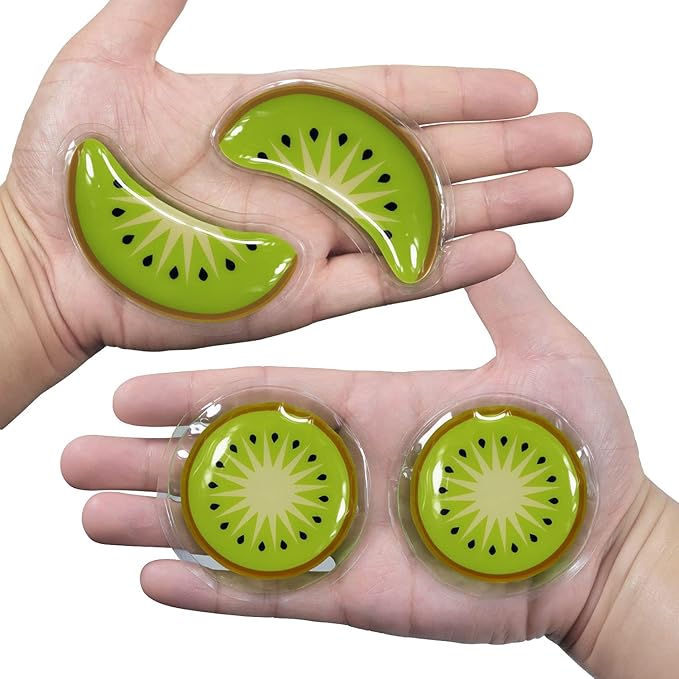 ZNÖCUETÖD Small Gel Ice Pack for Eye Pads and Under Eye Patches, Hot Cold Treatment Pack for Redness and Pain Relief (Kiwi)