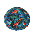Sea Turtle Shower Cap For Women Adjustable Double Waterproof Layers Bathing Bath Cap Hair Protection Reusable Ladies Spa Salon Shower Hat