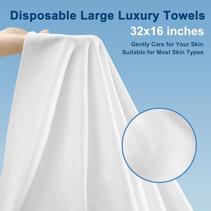 Disposable Hair Drying Towel 32"x16", Ultra Absorbent & Soft Disposable Body Towels, Single-Use Cleaning Towels, Suitable for Home, Salon, Travel, Comping, Gym, Pet - 20 Count Bulk