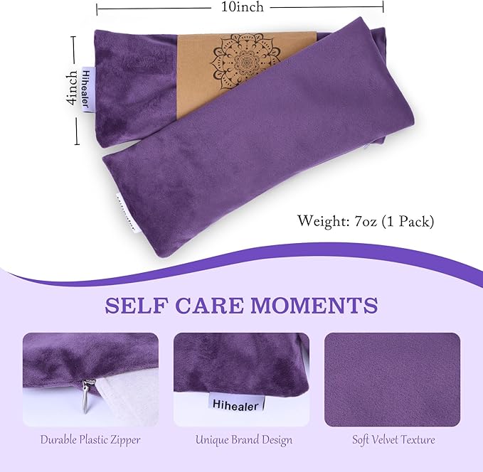 Mothers Day Gifts for Mom, Weighted Eye Mask for Sleep, Yoga, Meditation, Lavender Eye Pillow Heated for Headache, Sinus, Dry Eyes Relief, Moist Heat Mask Purple Relaxation Gifts for Women (Purple)