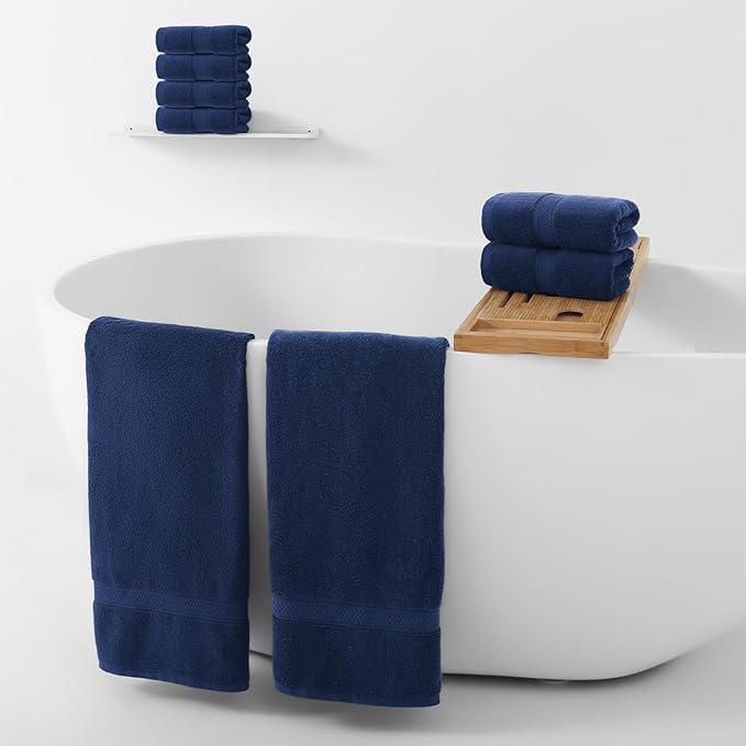 REDKISS 2 Pack 70"x35" Extra Large Bath Sheets for Bathroom - 100% Cotton Soft Fluffy Quick Dry Lightweight Towels for Tall or Curvy Adults, Full Body Coverage Shower, Pool, Yoga Travel, Blue