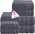 CASA COPENHAGEN Bella 6 Pieces Towel Set- Pinstripe Grey, 600 GSM 2 Bath Towel 2 Hand Towel 2 Washcloth, Designed in Denmark Made of Soft Egyptian Cotton for Bathroom, Kitchen & Shower
