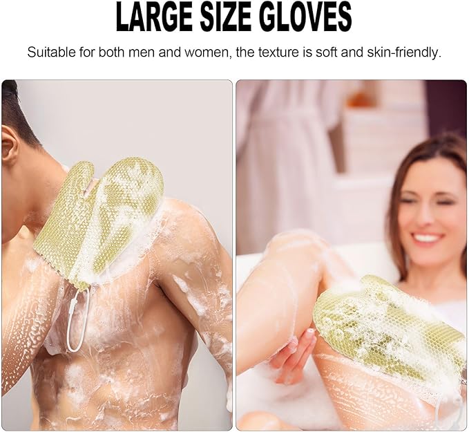 Honeycomb Exfoliating Bath Gloves - Microfiber for Enhanced Blood Circulation & Soft, Smooth Skin for All Skin Types (Yellow - Glove)
