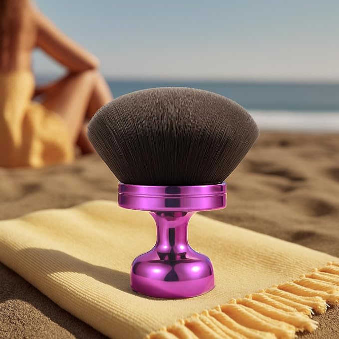 Kabuki Self Tanner Brush – Round Dome Blending Brush for Face & Body, Palm-Grip Applicator for Smooth, Streak-Free Tan | Soft Synthetic Bristles, Washable & Reusable (Purple)