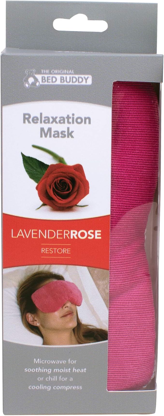 Bed Buddy Aromatherapy Eye Mask with Warm and Cold Therapy for Stress Relief - Microwave-Safe Eye Pillow & Sleep Mask, Pink, Lavender & Rose Scented