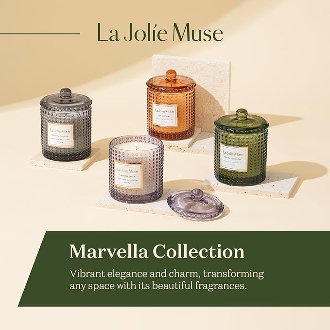 LA JOLIE MUSE Mandarin Matcha Candle, Citrus Candles for Home Scented, Luxury Glass Scented Candle Gifts, 75 Hours Long Burning, 10 oz