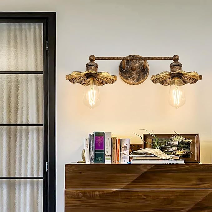 ZGLAOJT 2 Light Vintage Vanity Light Oil Rubbed Bronze Bathroom Light Fixtures Over Mirror.