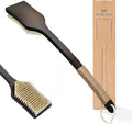 Back Scrubber Shower Brush,Dry Brushing Body Brush with 17.7 Inch Curved Long Handle, Natural Bristles for Lymphatic Drainage, Soft & Stiff Bristles Available (Natural Fiber, Stiff)