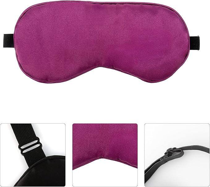 2 PCS Purple Satin Sleep Masks, Adjustable Silk Eye Mask for Sleeping, Eye Sleep Shade Cover, Blind Folds Soft Breathable Blindfold for Play Party Games Airplane Travel Essentials Cover Gifts