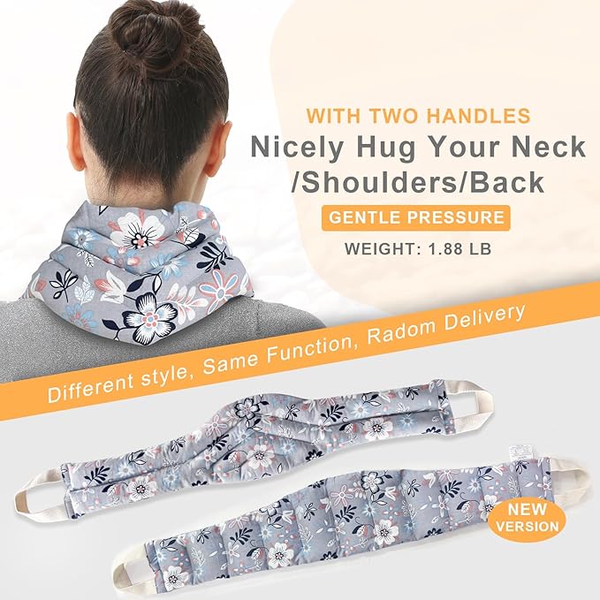 UNCN Long Wide Heating Pad for Neck and Shoulders Back 33x5.9in Microwavable Large Moist Heat Pack Warm Hot Compress Neck Wrap Weighted Bag Massage Reusable Herbal Nature Calming Portable Cotton