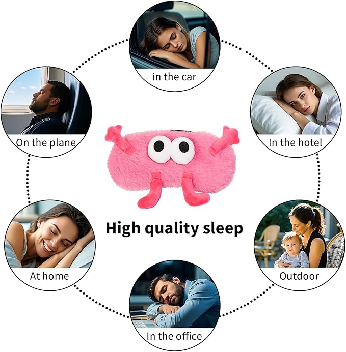 PERFECTSIGHT Sleep Eye Masks, Cute Sleep Eye Cover Lightweight Adjustable Eyeshade Mask Cover for Women Men Sleep Travel Nap, Big Eye
