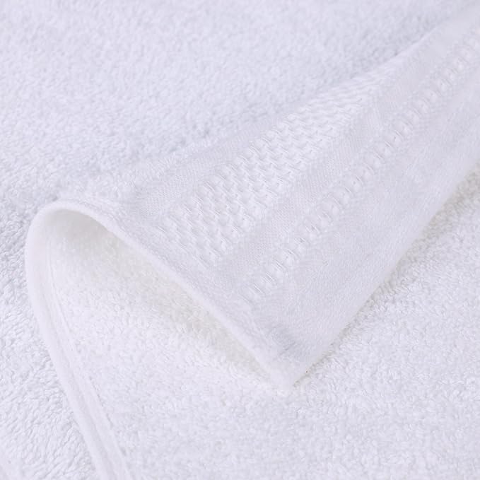Superior Honeycomb Cotton Medium Weight Towels, for Guest Bath, Master Bathroom, Shower, Quick Dry, Adults, Home Essentials, Textured Waffle Border, Assorted Towel Set, 6 Piece Towel Set, White