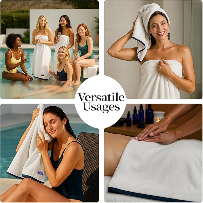 REDKISS 6 Piece Luxury Bath Towel Set, 2 Bath Towels, 2 Hand Towels, 2 Washcloths, 100% Cotton Ultra Soft Highly Absorbent Quick Dry Towels for Bathroom, Gym, Spa, Hotel, White