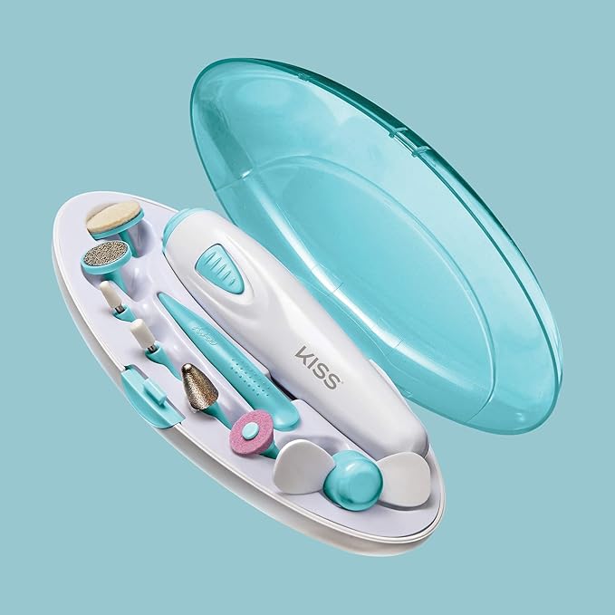 KISS Power File to Go Battery Powered Mani/Pedi Tool Professional Nail Care with 8 Attachments & Storage Case, Shape, Clean, and Polish Nails (Pack of 2)