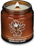 Hemlock Park Lotus Flower Apothecary Hand-Poured Scented Candle | Crackling Wood Wick, Botanical Fragrance & Coconut Wax | Up to 25 Hour Burn Time | 4 oz