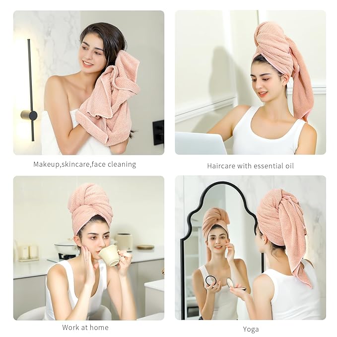 Microfiber Hair Towel Quick Dry Hair Towel Hair Drying Towels Suitable for All Kinds of Hair Ultra Absorbent Long and Thick Hair 24X48inch Blue (1pcs)