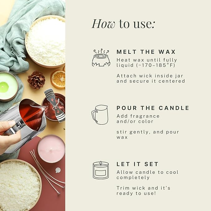 Hearth & Harbor Organic Soy Candle Wax for Candle Making, 5 lbs Natural Candles Making Supplies, Beeswax-Free, Paraffin-Free, Pure Soy Wax Flakes Perfect for Candles, Tealights and Melts