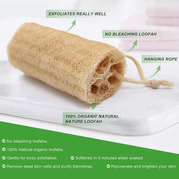 Natural Loofah Sponge, METLUCK 6 Pack Organic Real Loofah Exfoliating Body Scrubber Luffa Sponge Natural Loofah Bulk for Men Women in Bath Shower Deep Clean