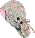 Satin Lined Scrub Caps with Buttons & Sweathand, Surgical Caps for Women