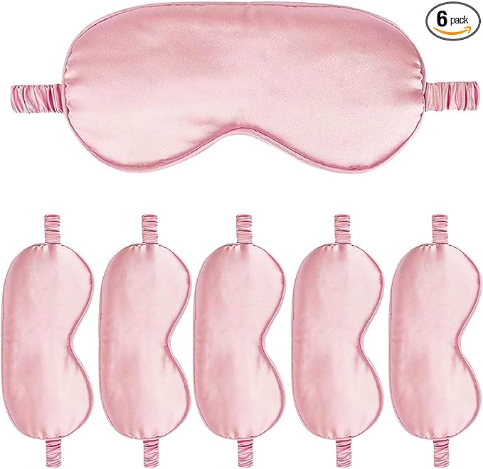 6PACK Silk Sleep Mask Satin Eye Masks Blackout Silky Eyeshade Cover Soft Blindfold Eyeshades for Women Sleeping Travel Gift