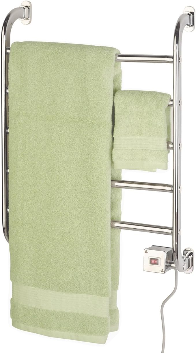 Warmrails Regent Towel Warmer - Wall Mounted Towel Warmer Rack for Drying Towels and Garments - 25.5-Inch Chrome Finish Frame with 5 Bars - Model HSRC