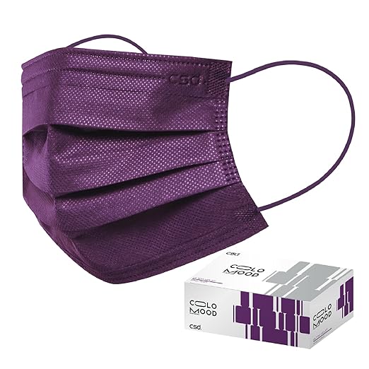 CSD Colo 30 Pcs Purple Disposable Face Masks, 3 Ply Adult Mask with Elastic Ear Loop, Nose Bridge Clip, Breathable Comfortable Mask Great for Indoor, Outdoors Use (Ultra Violet)