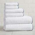Great Bay Home Blue/White Bath Towel Set - Ultra-Soft Cotton, Boho-Chic Border Design - 2 Bath Towels, 2 Hand Towels, 2 Washcloths - Absorbent, Quick-Dry, Lightweight Bathroom Towels