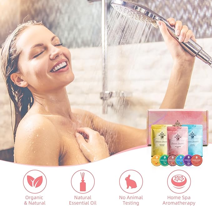 MR MIRYE Shower Steamers Aromatherapy, 24-Pack Shower Bombs Birthday Gifts for Women, Valentine's Day Gift with Eucalyptus Mint Lavender Watermelon Grapefruit Tangerine Essential Oils