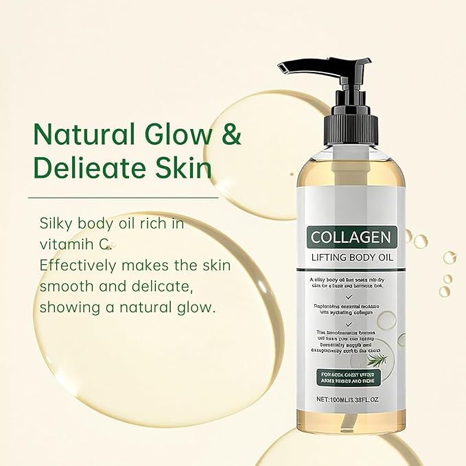 Collagen Lifting Body Oil After Shower, Hydrating Collagen Oil For Body, Moisturizing Anti Aging for Women & Men, Helps Soften Appearance of Crepey Skin for All Skin Types-1PC