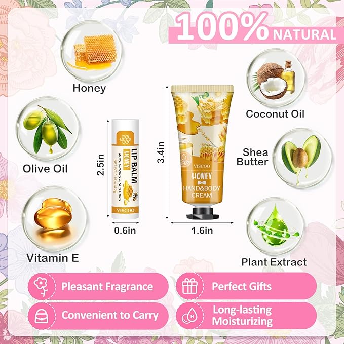 VISCOO 16 Pack Bulk Lip Balm and Hand Cream Set, Mothers Day Gifts, Teacher Appreciation Gifts, Nurses Week Gift, Thank You Bridal Wedding Favors for Guests, Small Gift for Women Birthday