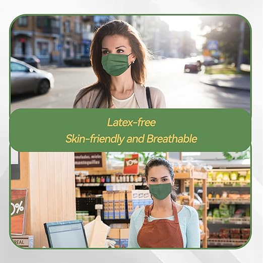 Jointown Disposable Face Mask - 3 Ply Protection Face Masks, 100 Pack Morandi