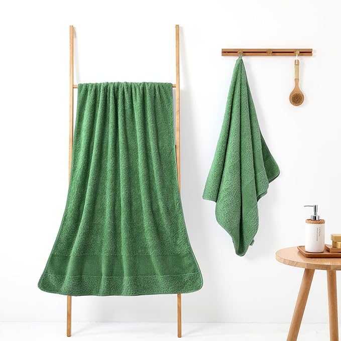 REDKISS Towels 2 Pack Luxury Extra Large Bath Towels Set 30 x 58 Inches – 100% Cotton, Ultra Soft Highly Absorbent & Quick Dry Towels for Bathroom, Gym, Hotel, Spa, Forest Green