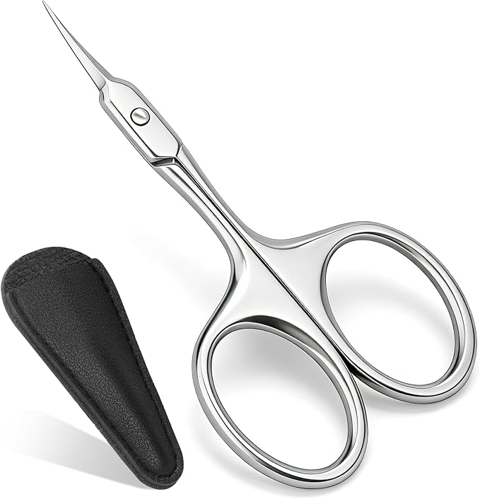 Cuticle Scissors, Extra Fine Curved Manicure & Pedicure Nail Scissor for Women/Men, Professional Small Grooming Tool for Nail Care, Eyebrow Trimming