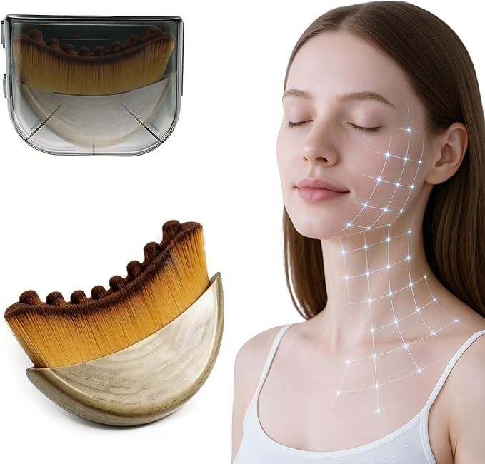 Lymphatic Contour Face Brush,Manual Lymphatic Drainage Massage Brush with Soft Hypoallergenic Bristles, Face Sculpting Brush for Jawline & Neck Lifting,Facial Tool & Face Depuffer