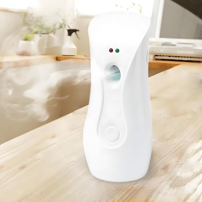 Automatic Air Freshener Spray Dispenser with 3 Timer Modes, Battery Operated with One-Year Warranty, Wall Mountable & Table Stand, for Home Office Toilet Decor (Cool White)