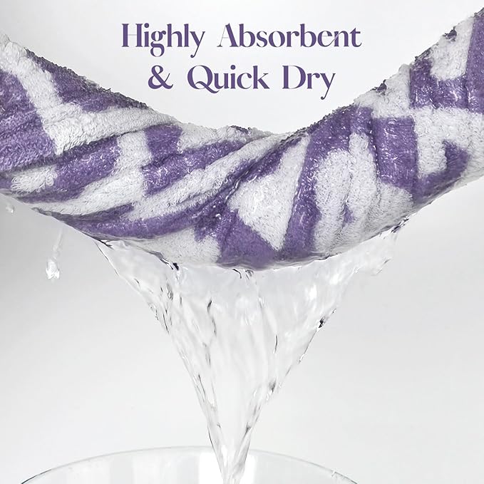 Jacquotha 2-Pieces Luxury Bath Towels Checkered Floral, Purple Towels for Women Girls Shower Body 27.5x55 Inches, Cute Bathroom Decor, Cotton